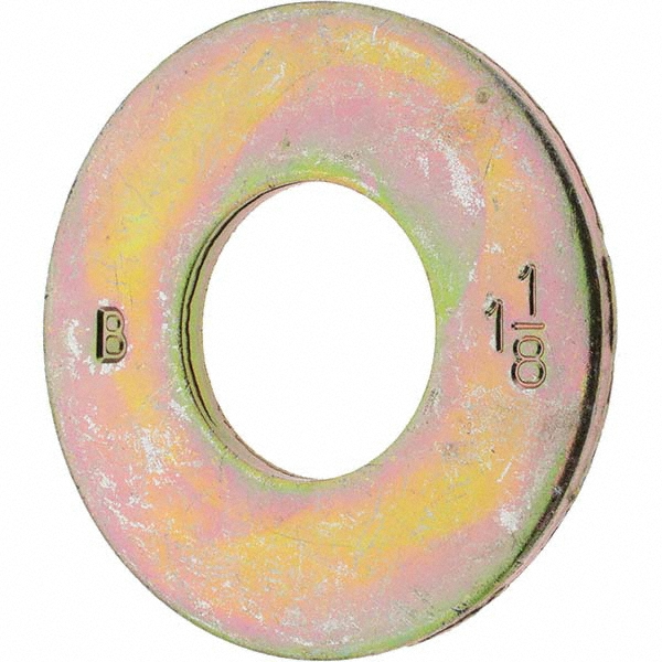 Bowmalloy 1-1/8" Screw USS Flat Washer: Grade 9 Carbon Steel, Yellow Zinc Chromate - 1-1/4" ID, 2-3/4" OD, 3/16" Thick | 10-Pack | 10-Pack