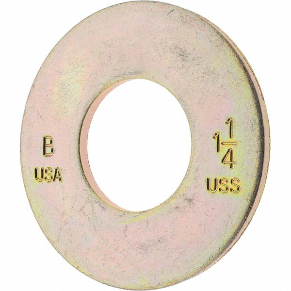 Bowmalloy 1-1/4" Screw USS Flat Washer: Grade 9 Carbon Steel, Yellow Zinc Chromate - 1-3/8" ID, 3" OD, 3/16" Thick | 10-Pack | 10-Pack | Part #500011