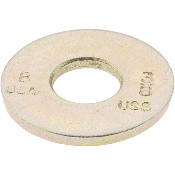 Bowmalloy 3/8" Screw USS Flat Washer: Grade 9 Carbon Steel, Yellow Zinc Chromate - 13/32" ID, 1" OD, 5/64" Thick | 100-Pack | 100-Pack | Part #500002