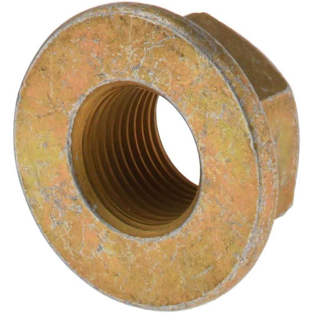 Made in USA - Hex Flange Lock Nut: 5/16-18, Grade 8 & G Steel, Yellow ...