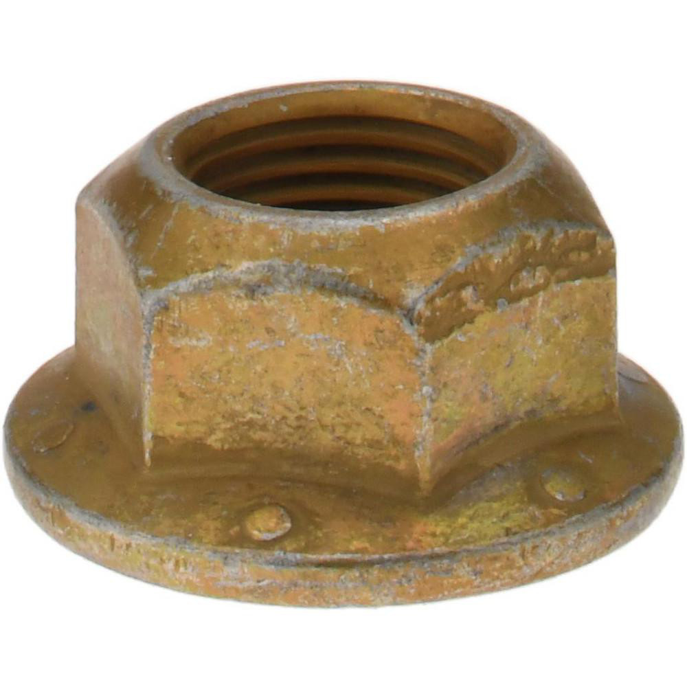 Made in USA - Hex Flange Lock Nut: 5/16-18, Grade 8 & G Steel, Yellow ...