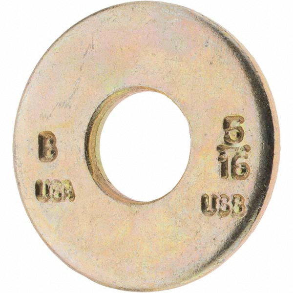 Bowmalloy 5/16" Screw USS Flat Washer: Grade 9 Carbon Steel, Yellow Zinc Chromate - 11/32" ID, 7/8" OD, 5/64" Thick | 100-Pack | 100-Pack