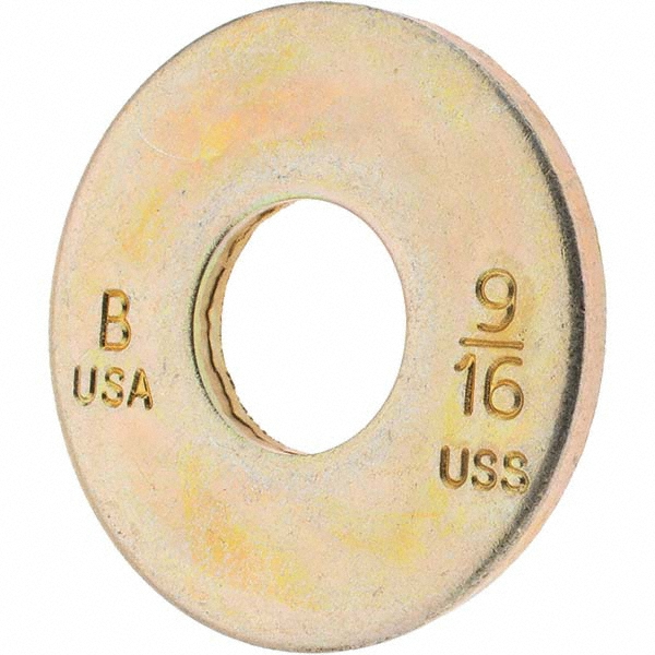 Bowmalloy 9/16" Screw USS Flat Washer: Grade 9 Carbon Steel, Yellow Zinc Chromate - 19/32" ID, 1-1/2" OD, 1/8" Thick | 25-Pack | 25-Pack