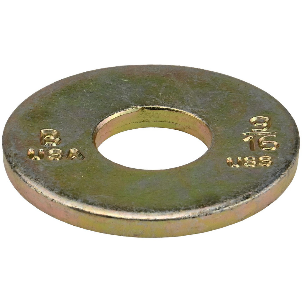 Made in USA | Bowmalloy 9/16" Screw USS Flat Washer: Grade 9 Carbon Steel, Yellow Zinc Chromate - 19/32" ID, 1-1/2" OD, 1/8" Thick | 50-Pack | 50-Pack