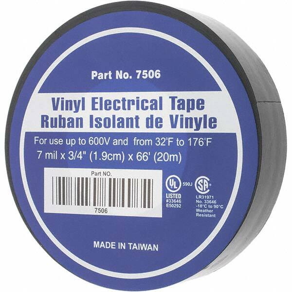 Electrical Tape: 3/4" Wide, 66' Long, Black