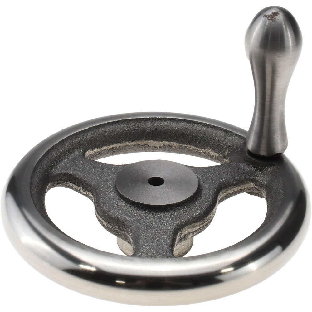 Spoked Straight Handwheel: Solid Handle, Plain Finish