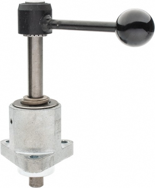 9,000 N Capacity, M8 Plunger, 16mm Plunger Diam, Flange Mt, One Hand, Hand Lever Actuation, Variable Stroke Straight Line Action Clamp