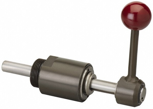 3,000 N Capacity, M6 Plunger, 12mm Plunger Diam, Through Hole Mt, One Hand, Hand Lever Actuation, Variable Stroke Straight Line Action Clamp