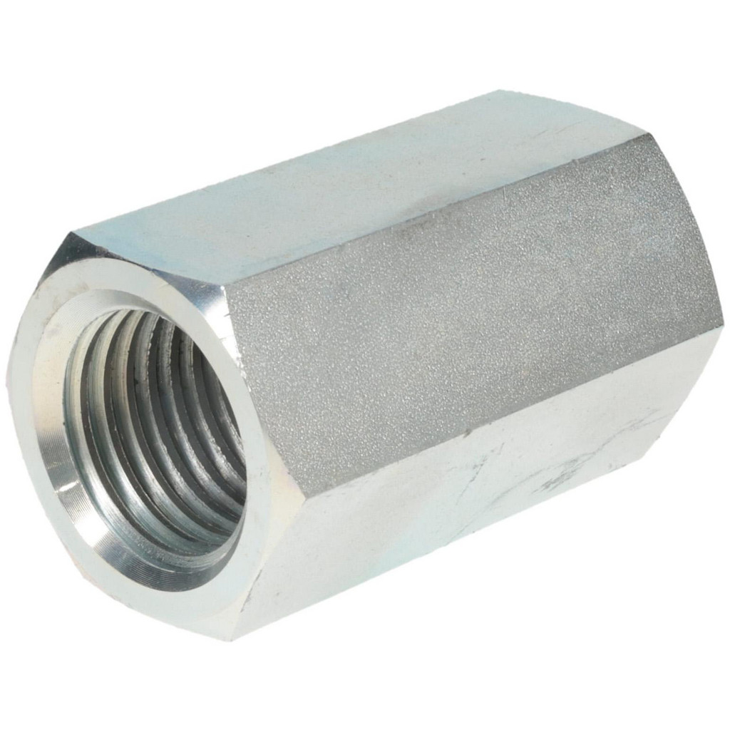 Made in USA 1-1/2 - 6 UNC, 3-1/2" OAL Steel Standard Coupling Nut - Zinc-Plated Finish, 2" Width Across Flats