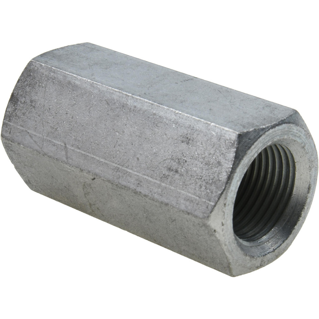 Made in USA 7/8-14 UNF, 2-1/2" OAL Steel Standard Coupling Nut - Zinc-Plated Finish, 1-1/4" Width Across Flats