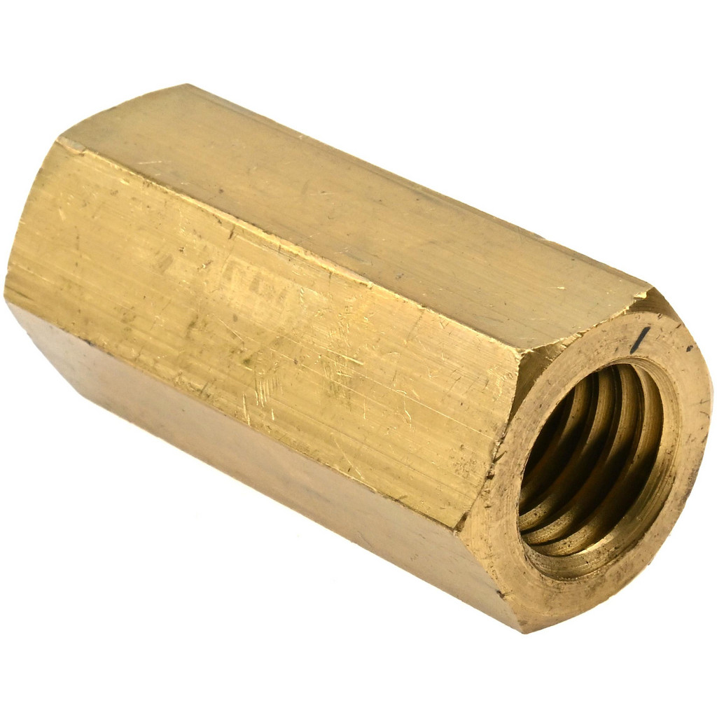 Made in USA 3/4-10 UNC, 2-1/4" OAL Brass Standard Coupling Nut - 1" Width Across Flats