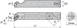 Kennametal 1095910 Indexable Profiling Toolholder: Internal, 5 &deg; Lead Angle Image
