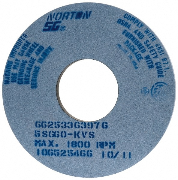 Norton 66253363976 Surface Grinding Wheel: 14" Dia, 1" Thick, 5" Hole, 60 Grit, K Hardness Image