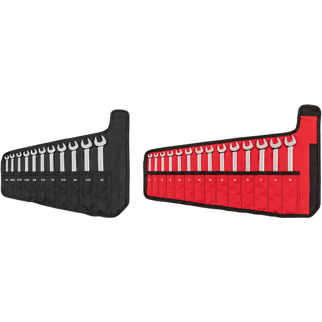 Tekton Combination Wrench Set: 25 Pc, 1/4 in - 3/4 in Wrench, Inch & Metric - 15 deg Head Offset Angle, Polished Chrome Finish | Part #WCB94301