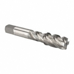 Spiral Flute Tap: 3/4-16 UNF, 4 Flutes, Plug, 3B Class of Fit, High Speed Steel, Bright/Uncoated
