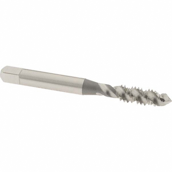 Spiral Flute Tap: 1/4-20 UNC, 3 Flutes, Plug, 2B Class of Fit, High Speed Steel, Bright/Uncoated