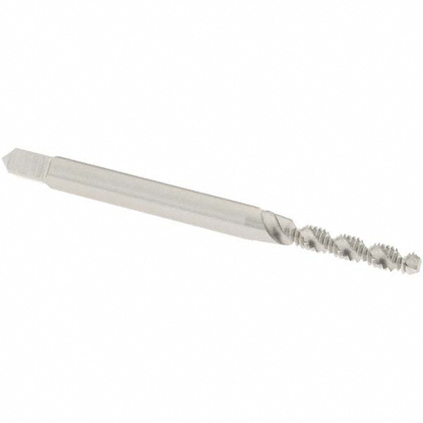 Spiral Flute Tap: #3-48 UNC, 2 Flutes, Bottoming, 2B Class of Fit, High Speed Steel, Bright/Uncoated