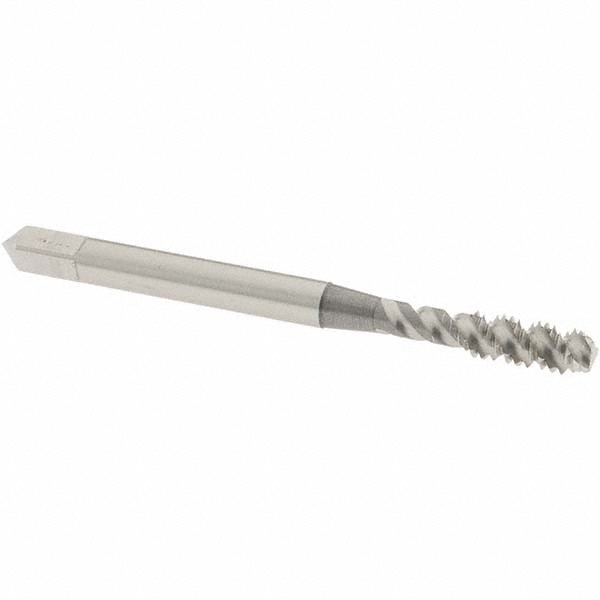 Spiral Flute Tap: #8-32 UNC, 3 Flutes, Bottoming, 3B Class of Fit, High Speed Steel, Bright/Uncoated