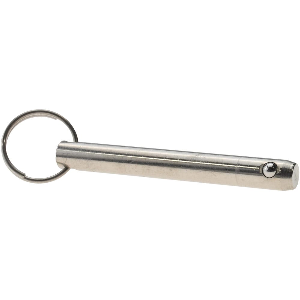 3/8" Pin Diam, 2-7/8" Long, Zinc Plated Stainless Steel Ball Lock Hitch Pin