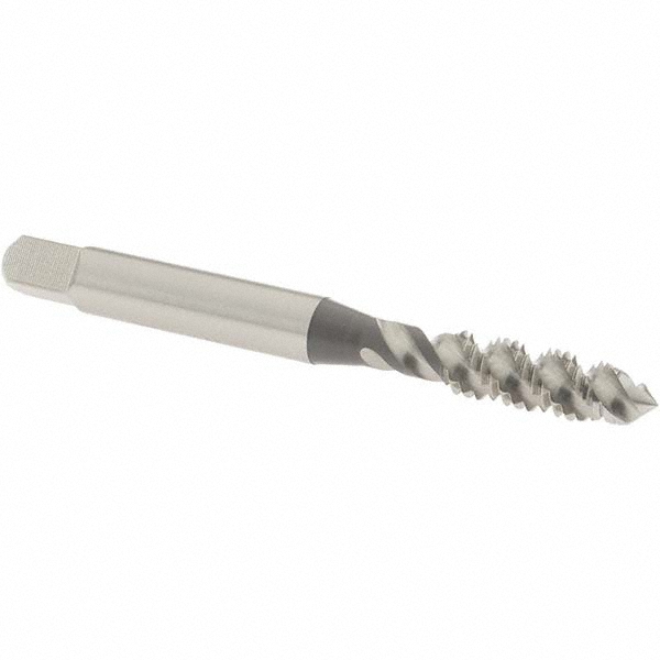 Spiral Flute Tap: M6x1.00 Metric Coarse, 3 Flutes, Plug, 6H Class of Fit, High Speed Steel, Bright/Uncoated
