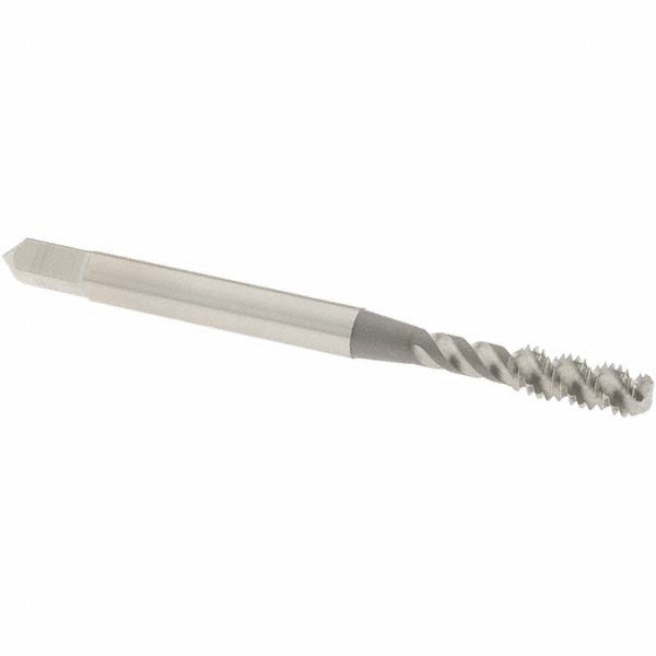 Spiral Flute Tap: M4x0.70 Metric Coarse, 3 Flutes, Bottoming, 6H Class of Fit, High Speed Steel, Bright/Uncoated