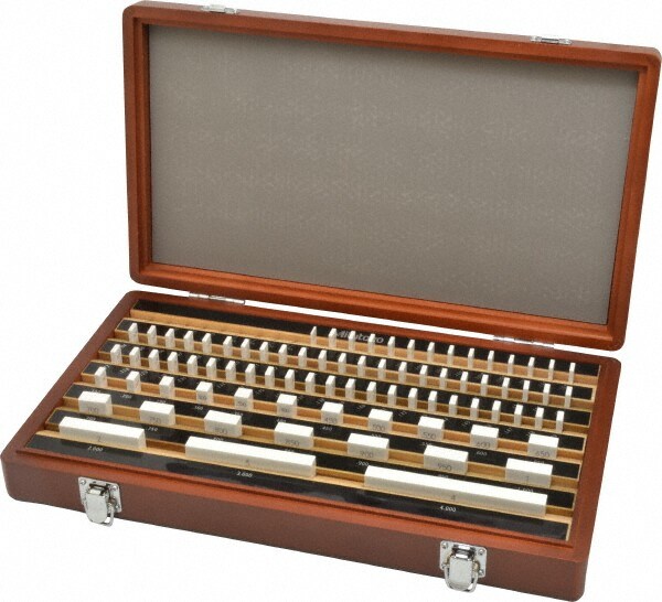 Gage Block Set: 0.05 to 4'' Range, 81 Pc, Ceramic