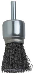 End Brush: 1" Dia, Steel, Crimped Wire