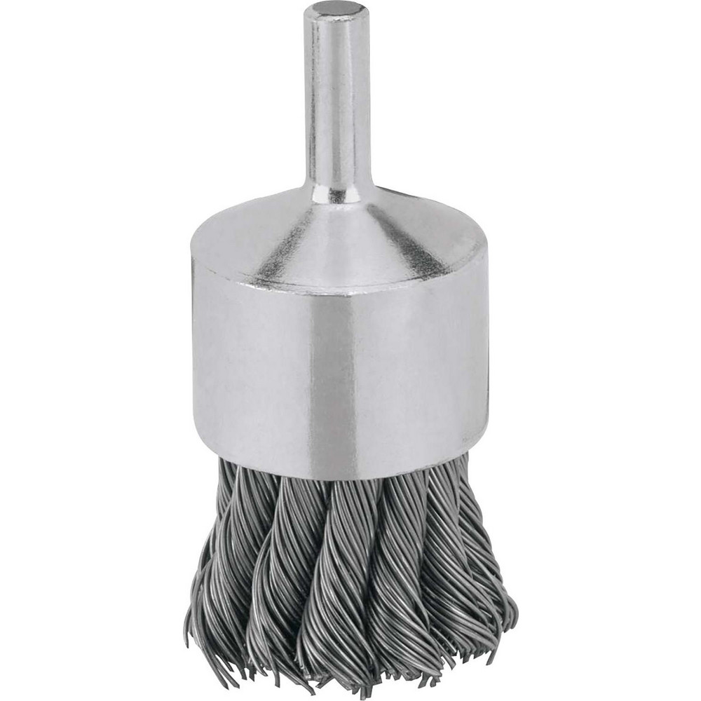 End Brush: 1" Dia, Steel, Knotted Wire