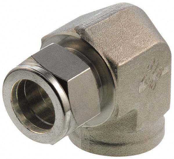 Parker® 1/2 Tube OD x 1/4 NPT Pipe FEMALE ELBOW CONNECTOR 316 Stainless Steel 90 