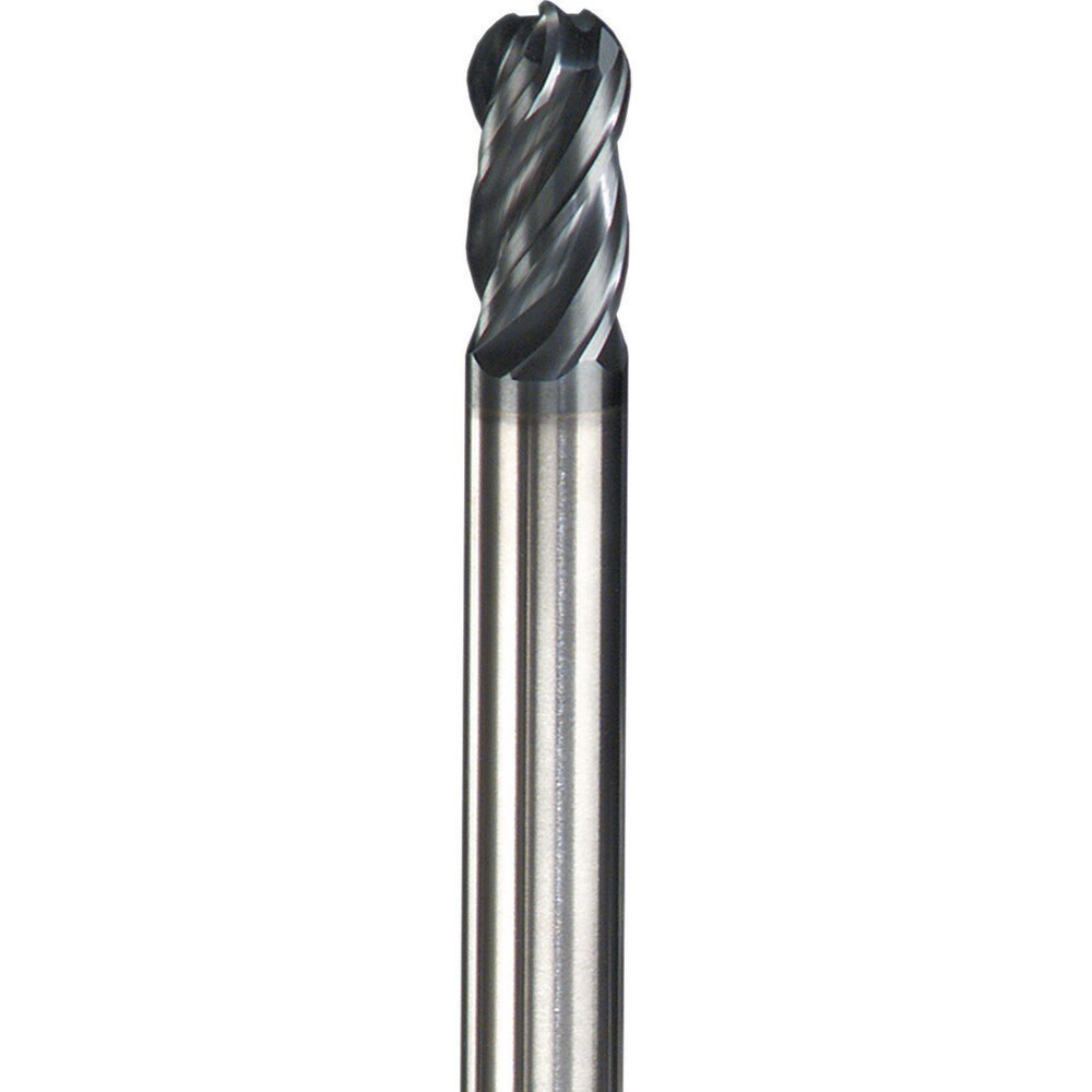 Ball End Mill: 0.315" Dia, 0.748" LOC, 4 Flute, Solid Carbide