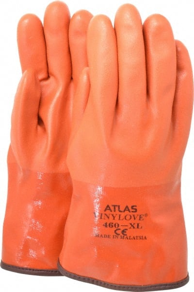 Showa 460XL-10 Chemical Resistant Gloves: X-Large, 1.1 mm Thick, Polyvinylchloride-Coated, Polyvinylchloride, Unsupported 