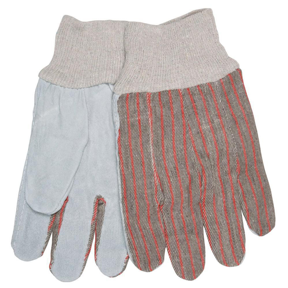 Work Gloves: Memphis® 1030, Size Large, Not Lined, Cowhide Leather, General Purpose - Gray & White, 9-13/16" OAL, Pair