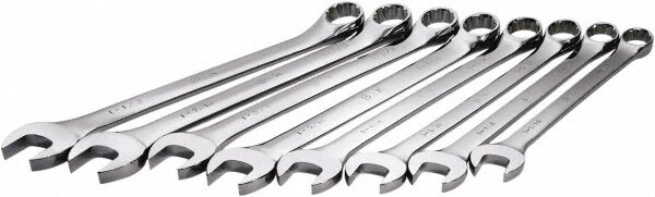 Combination Wrench Set: 8 Pc, 1-1/16 to 1-1/2" Wrench, Inch