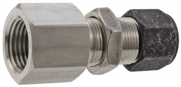 Parker 8-8 GH2BZ-SS Compression Tube Bulkhead Female Connector: 1/2" Thread, Compression x FNPT Image