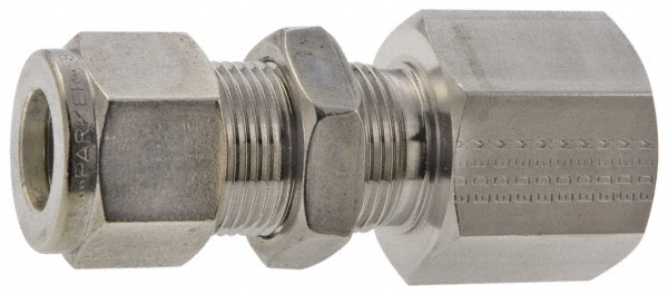 Parker 8FBC6N-316 Compression Tube Bulkhead Female Connector: 3/8-18" Thread, Compression x FNPT Image