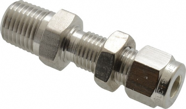 Parker 4MBC4N-316 Compression Tube Bulkhead Connector: 1/4-18" Thread, Compression x MNPT Image