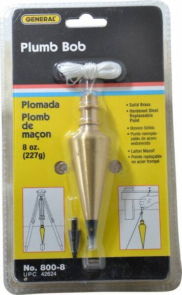 4-1/2 Inch Long, 1-3/16 Inch Diameter Brass Plumb Bob