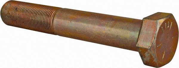 Hex Head Cap Screw: 1-14 x 6-1/2", Grade 8 Steel, Zinc Yellow Dichromate Finish