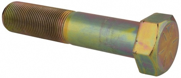 Made in North America 12696CH8O Hex Head Cap Screw: 1-1/4 - 12 x 6", Grade 8 Steel, Zinc Yellow Dichromate Finish Image