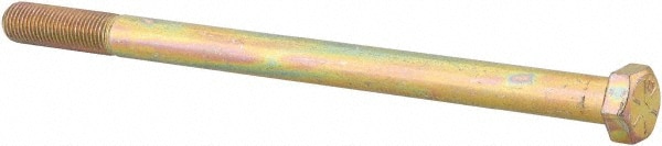 Made in USA MSCC89546 Hex Head Cap Screw: 3/8-24 x 6", Grade 8 Steel, Zinc Yellow Dichromate Finish Image