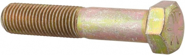 Made in USA 39384 Hex Head Cap Screw: 7/16-20 x 2-1/4", Grade 8 Steel, Zinc Yellow Dichromate Finish Image