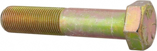 Hex Head Cap Screw: 3/4-16 x 3-3/4", Grade 8 Steel, Zinc Yellow Dichromate Finish