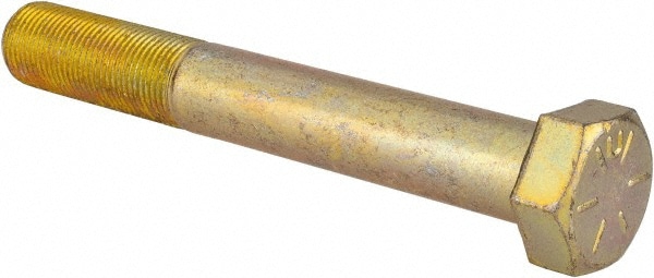 Hex Head Cap Screw: 3/4-16 x 5-1/2", Grade 8 Steel, Zinc Yellow Dichromate Finish