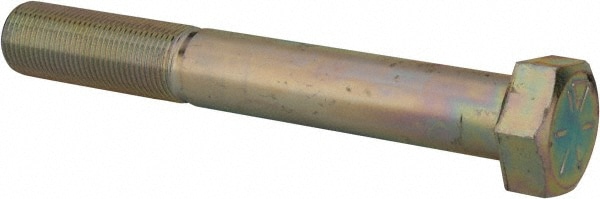 Hex Head Cap Screw: 7/8-14 x 6-1/2", Grade 8 Steel, Zinc Yellow Dichromate Finish