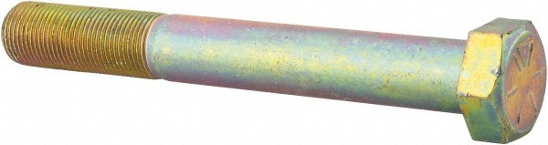 Hex Head Cap Screw: 7/8-14 x 7", Grade 8 Steel, Zinc Yellow Dichromate Finish