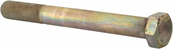 Hex Head Cap Screw: 7/8-14 x 8", Grade 8 Steel, Zinc Yellow Dichromate Finish