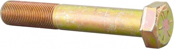 Hex Head Cap Screw: 7/8-14 x 5-1/2", Grade 8 Steel, Zinc Yellow Dichromate Finish