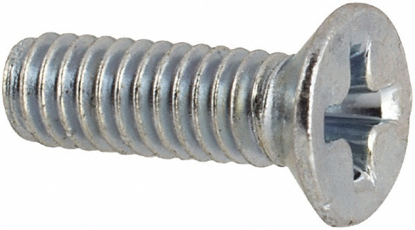 Value Collection Machine Screw: M2.5x0.45 x 8.00 mm OAL, Flat Head, Phillips - Steel, Zinc Finish, Grade 4.8, | 100-Pack | Part #M2.58D965