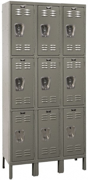 HALLOWELL U3228-3A-HG 3-Wide Locker: Padlock 