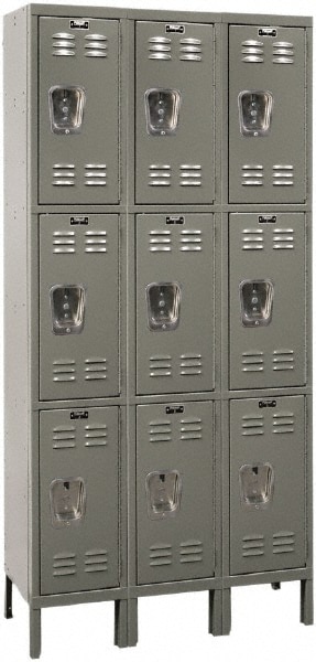 HALLOWELL U3258-3A-HG 3-Wide Locker: Padlock 